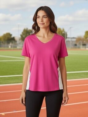 NWOT bcg V-Neck Short Sleeve Hot Pink Tee Shirt Size 2X